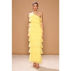 Sonya Ravenna Tiered  One Shoulder Gown - 6 Primrose